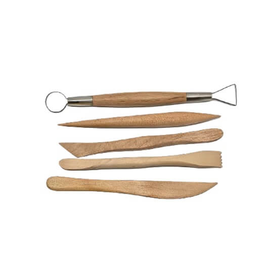 wooden clay tool set